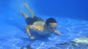 Kev attempts to recreate the cover of Nirvana's Nevermind